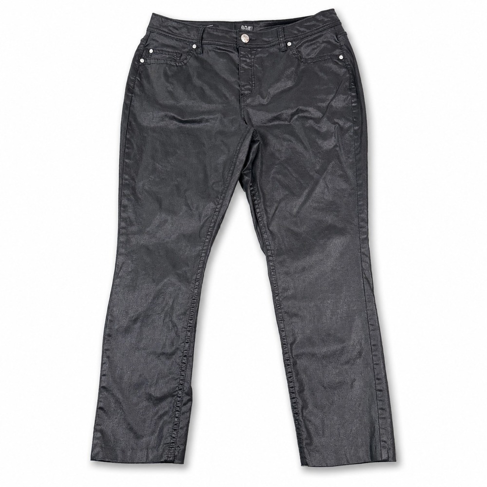 a.n.a Premium Skinny Jeans Womens 16W Black Coated Waxed Stretch Mid Rise Pants